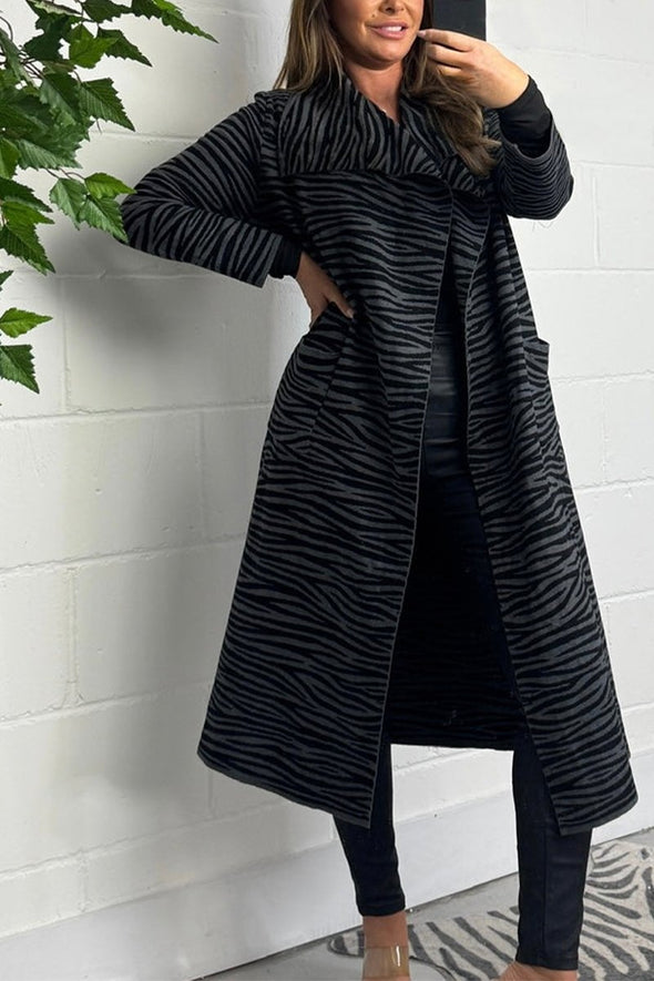 Women's Casual Lapel Zebra Pattern Trousers Coat Fashion Trends