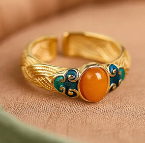 Ancient Gold Palace Style Retro Open Ring