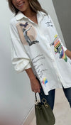 Women's Casual Abstract Print Loose Collar Blouse
