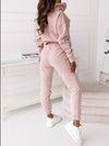 Hoodie Stand-up Collar Zipper Jacket Solid Color Long Pants Suit