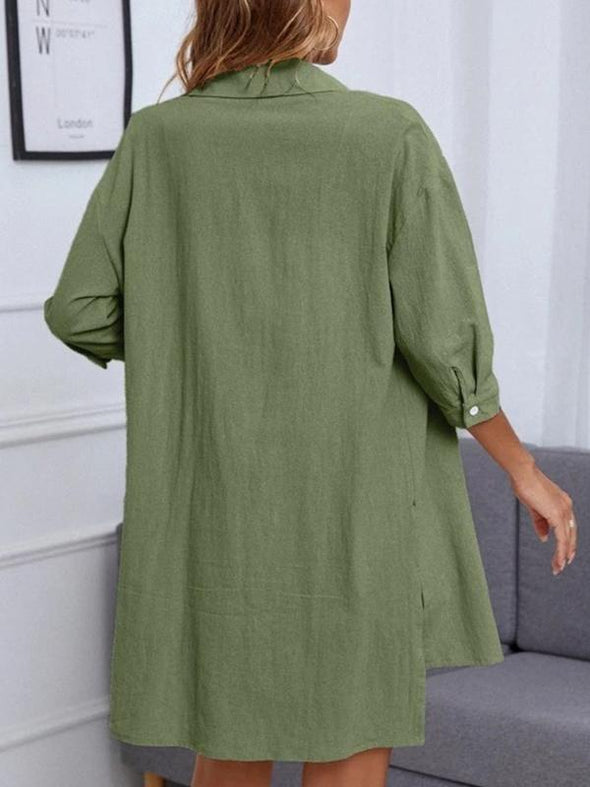 Women's Cardigan Solid Color Button Front Drop Shoulder Shirt Suit