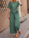 Loose Solid Color Shirt and Trousers Two-piece Set