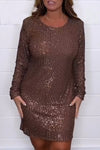 Women's Round Neck Sequined Slim Fit Dress Fashion Trends