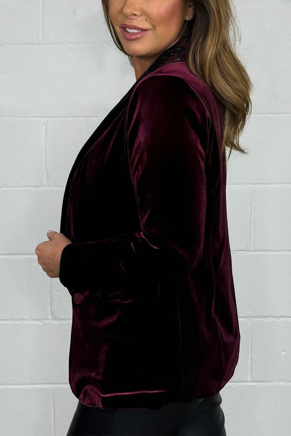 Women's Lapel Shiny Velvet Blazer Fashion Trends