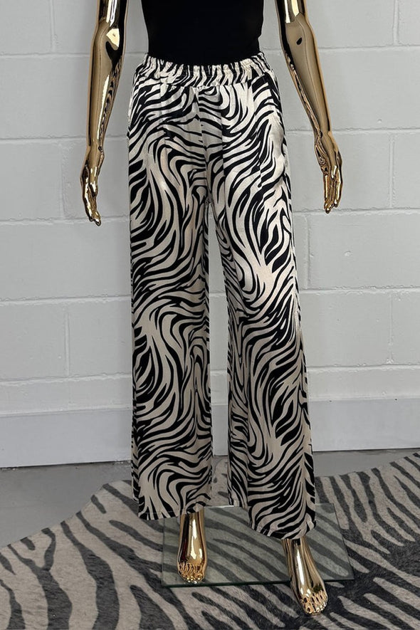 Women's Casual Animal Print Satin Straight Pants Fashion Trends