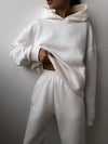 Casual fashion thickened long-sleeved sweatshirt and trousers two-piece set for women