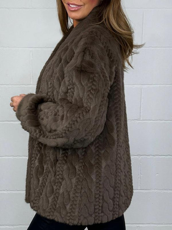 Women's V-neck Button Casual Fur Coat Fashion Trends