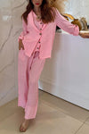 Women's Casual Lapel Solid Color Cotton and Linen Three-piece Suit