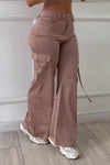 Women's Casual Solid Color Overalls Irregular Waist Wide Leg Pants