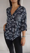 Women's V-neck Mid-sleeve Printed Casual Top