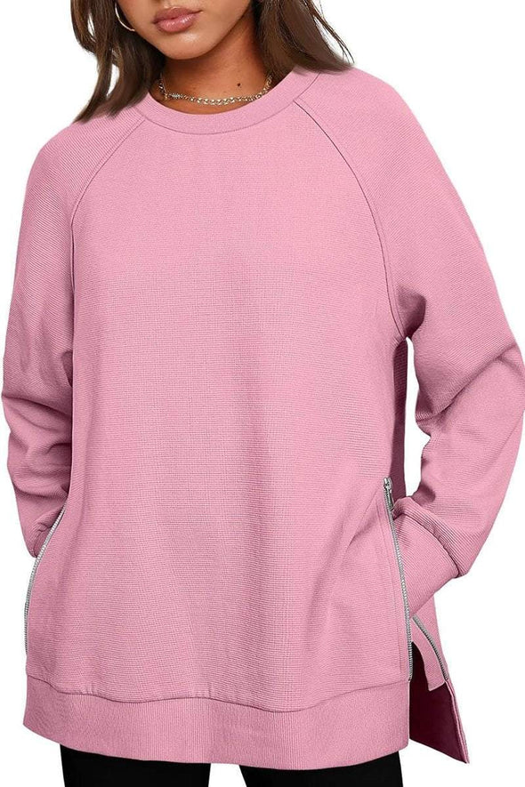 Women's Casual Solid Color Zip Sweatshirt