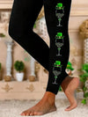 Women's Casual Elastic Waist Stretchy Clover Print Skinny Leggings