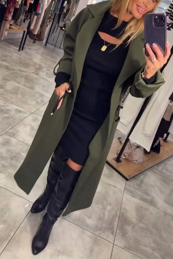 Women's Casual Lapel Long Trench Coat