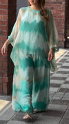 Women's Round Neck Chiffon Tie-dyed Mid-length Sleeve Casual Suit