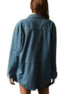 WOMEN'S DENIM V-NECK PULLOVER SHIRT