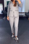 Women's casual knitted contrast patchwork suit