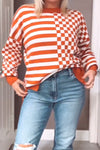 Women's Casual Striped Plaid Pullover Sweater