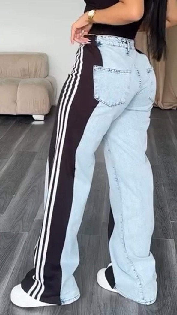 Women's Denim Striped Casual Trousers