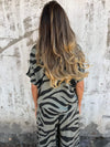 Women's V-neck Zebra Pattern Comfortable Casual Suit