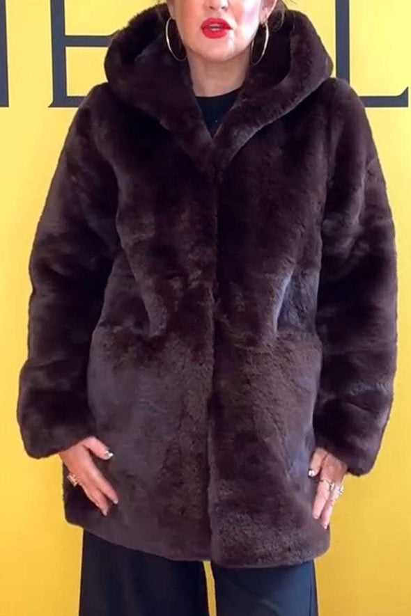 Women's Casual Solid Color Plush Coat