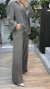 Women's V-neck Shiny Casual Suit