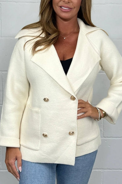 Women's Soft Knit Gold Button Collared Cardigan