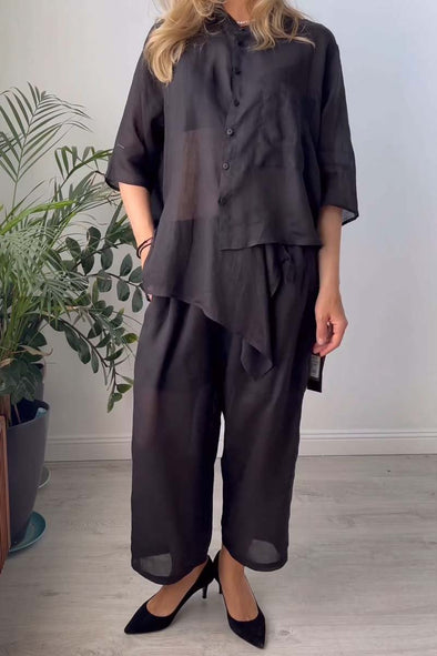 Women's casual irregular design top and pants two-piece set
