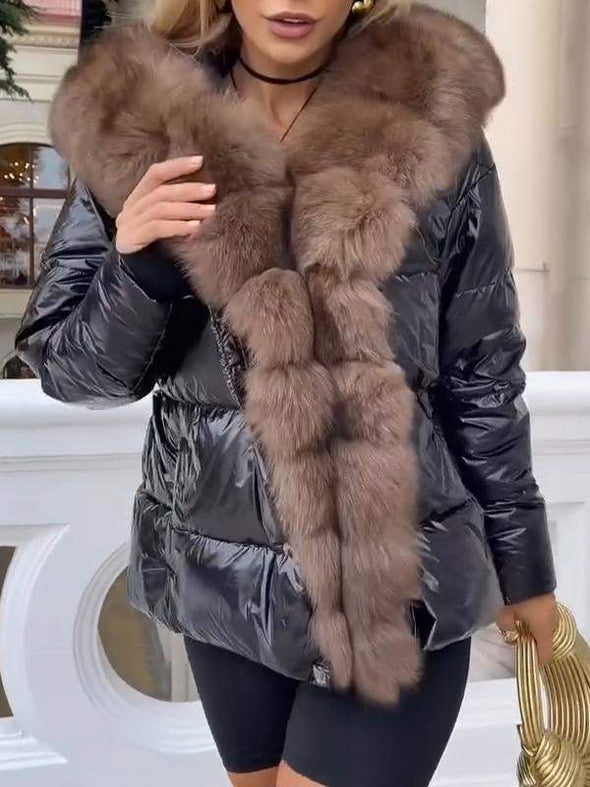 Women's Fur Patchwork Warm and Fashionable Cotton Coat