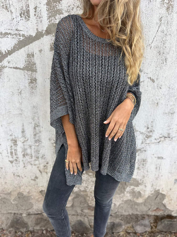 Women's Round Neck Hollow Knitted Sweater