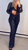 Women's Shiny Sequined Casual Three-piece Suit