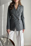 Women's Fashion Solid Color Lapel Asymmetric Placket Suit Jacket