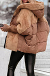 Women's Hooded Long-sleeved Fur Patchwork Winter Casual Coat