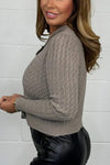 Women's Cable Knit Gold Button Long Sleeve Cardigan