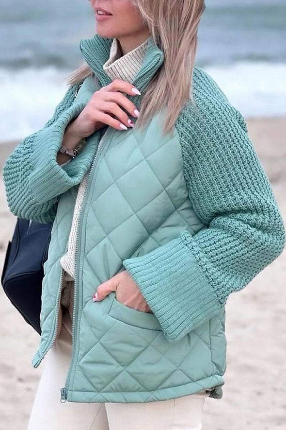 Knitted Patchwork Solid Color Casual Jacket