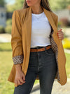 Women's Casual Leopard Print Contrast Blazer