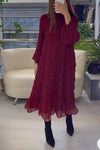 Women's Casual Round Neck Solid Color Chiffon Dress