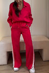 Women's Smooth Fabric Contrasting Color Casual Top & Pants Two-piece Set