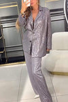 Women's Fashion Sequined Jacket & Pants Two-piece Set