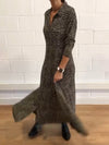 Women's Printed Long Sleeve V-Neck Dress