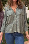 Women's Casual Sequin Solid Color Shirt