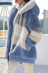 Women's Casual Warm Fur Contrast Hooded Jacket