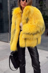 Women's Casual Lapel Solid Color Fur Coat