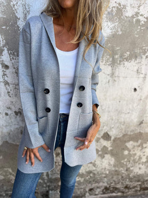 Hooded Casual Button-up Cardigan