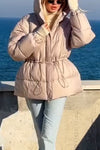 Women's solid color hooded Coats