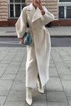 Women's Long Sleeve Lapel Woolen Button Coat