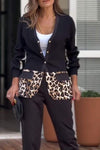 Women's Casual Leopard Print Patchwork Blazer