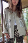 Women's Casual Lapel Sequined Pocket Coat