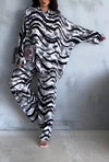 Women's Casual Loose Zebra Print Two-piece Suit