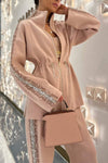 Women's High-neck Sequined Two-piece Suit