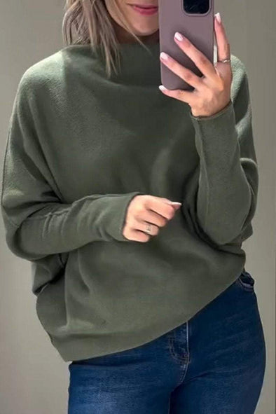 Women's High Collar Long Sleeve Casual Knitted Top